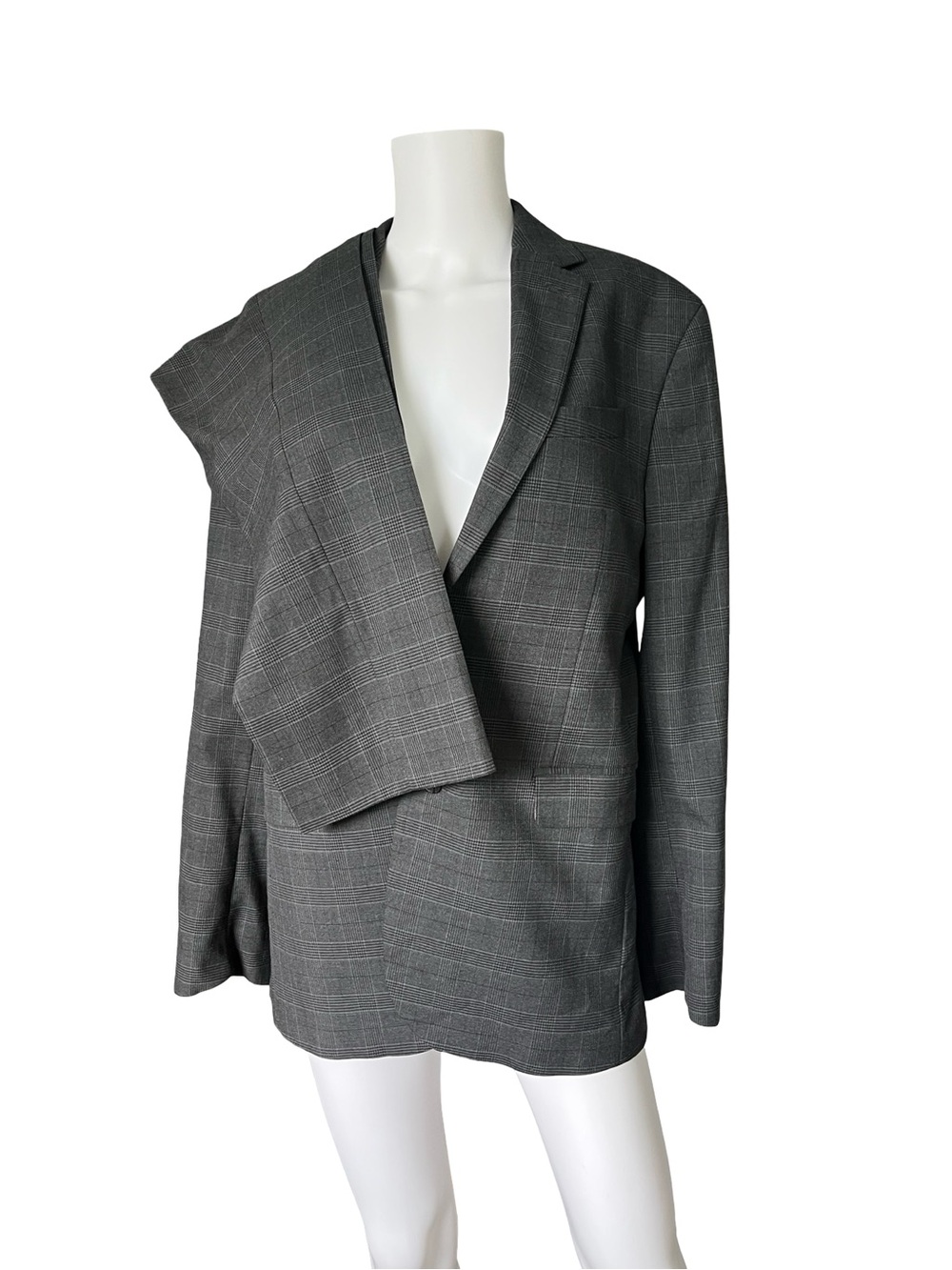 Banana Republic Factory Two Piece Suit Gray Houndstooth Plaid Neutral Mens